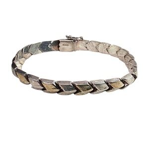 Italy 925 Sterling Silver Chevron Link Bracelet 7.5 inches 14.3g Safety Clasp